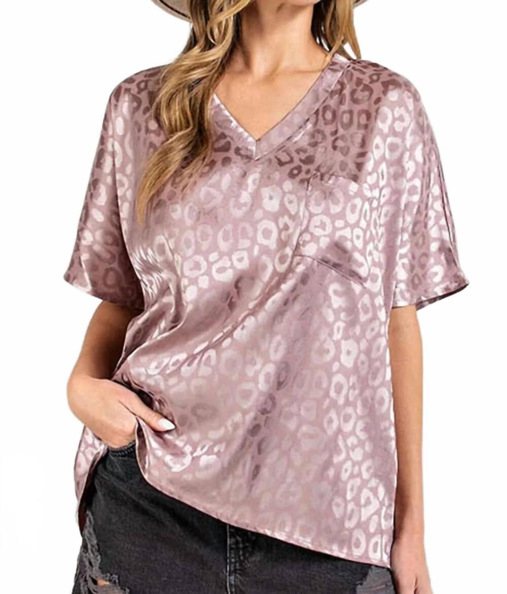 NEW EE:SOME lindsay flowy v-neck animal print top in mauve